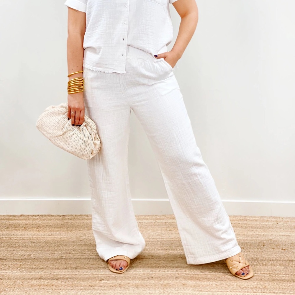 NWT Z Supply White Gauze Pants Vacation Cotton Wide Leg